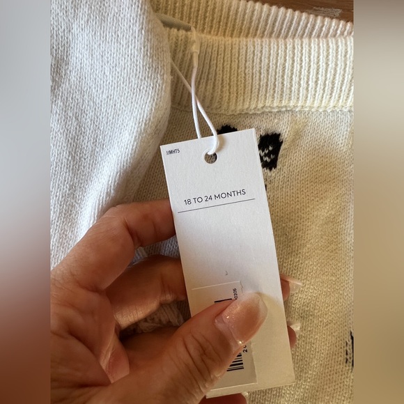 🎀🖤NWT JANIE & JACK BABY BLACK BOW CROCHET TRIM SWEATER/PANT SET🖤🎀 - Picture 5 of 8